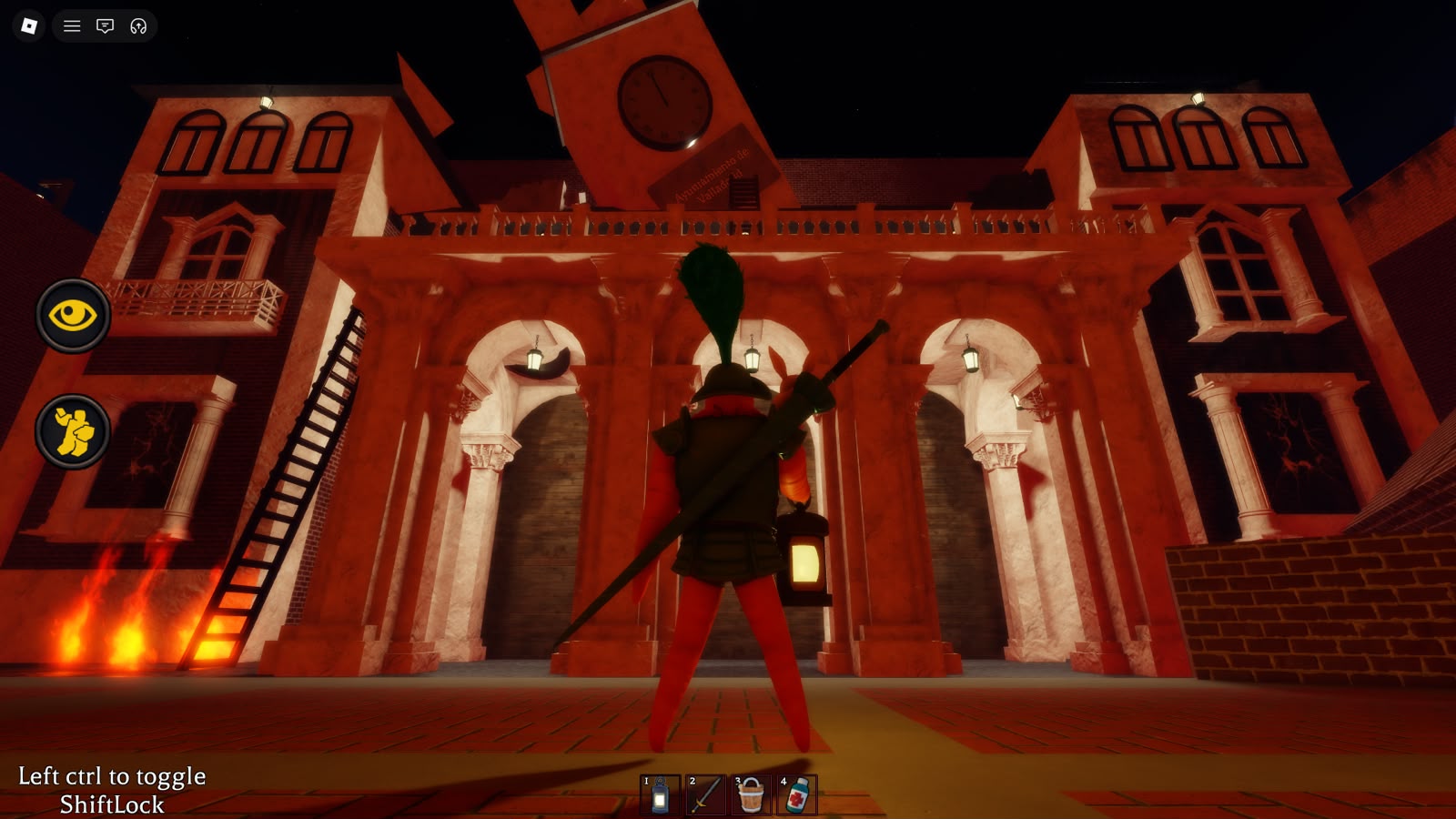Escenario del Valladolid histórico recreado en el videojuego VALLAZOMBID de Roblox